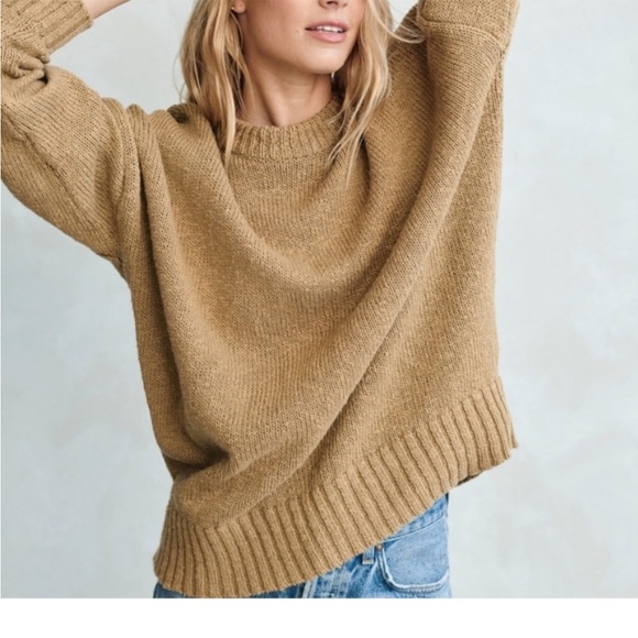 Jenni Kayne Cruise Cocoon Safari Tan Crewneck Sweater - Picture 2 of 6